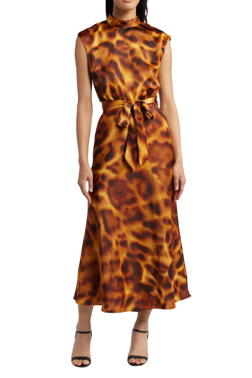 Tahari ASL DBM489 Printed A Line Midi Cocktail Dress