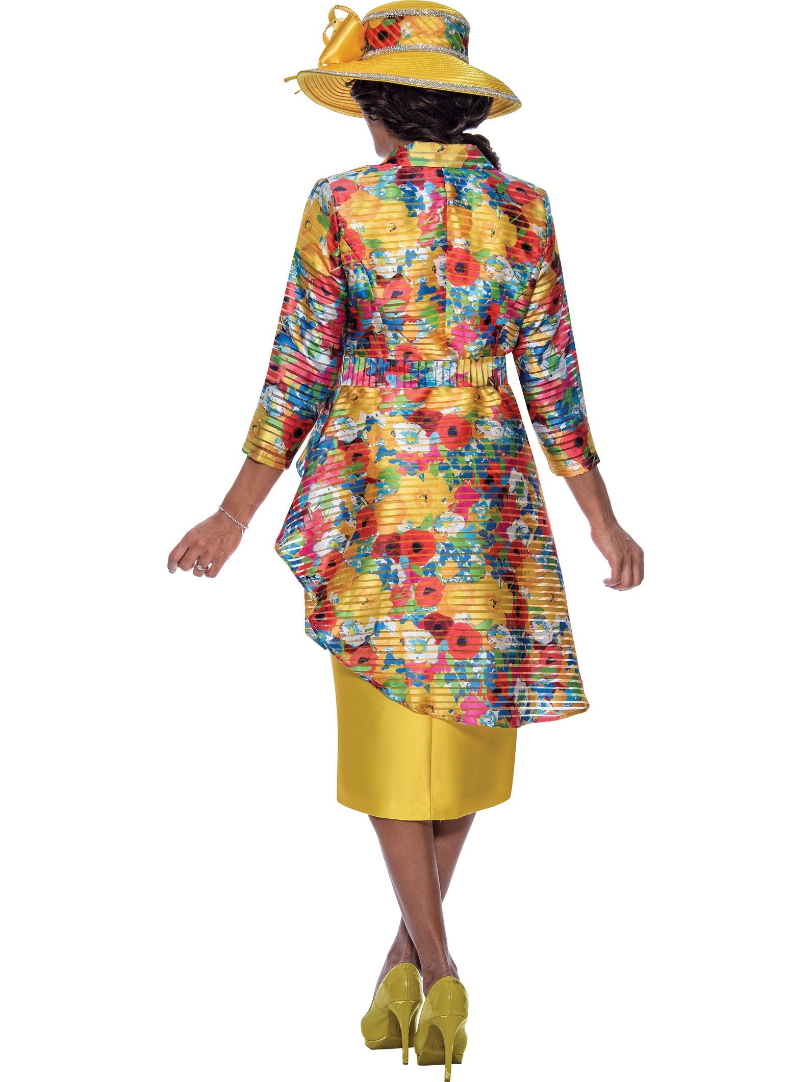 Divine Apparel DCC4692 Mother of the Bride Floral Jacket Midi Dress