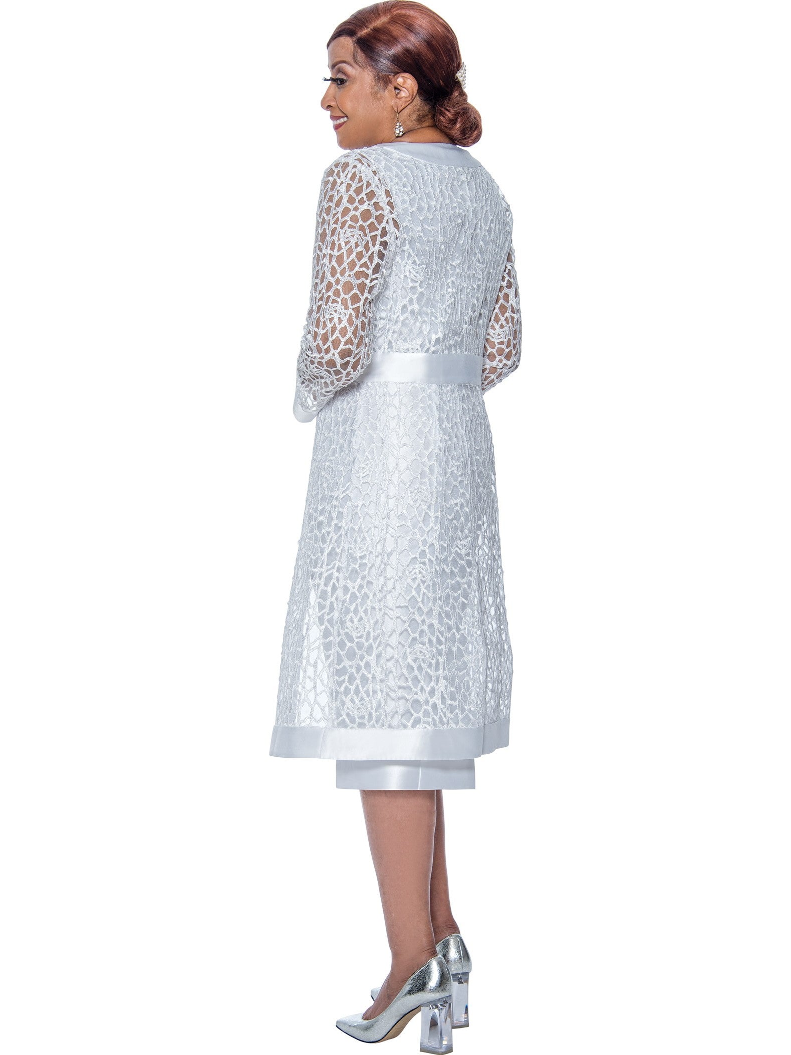Divine Apparel DCC4892 Mother of the Bride Long Sleeve Jacket Midi Dress