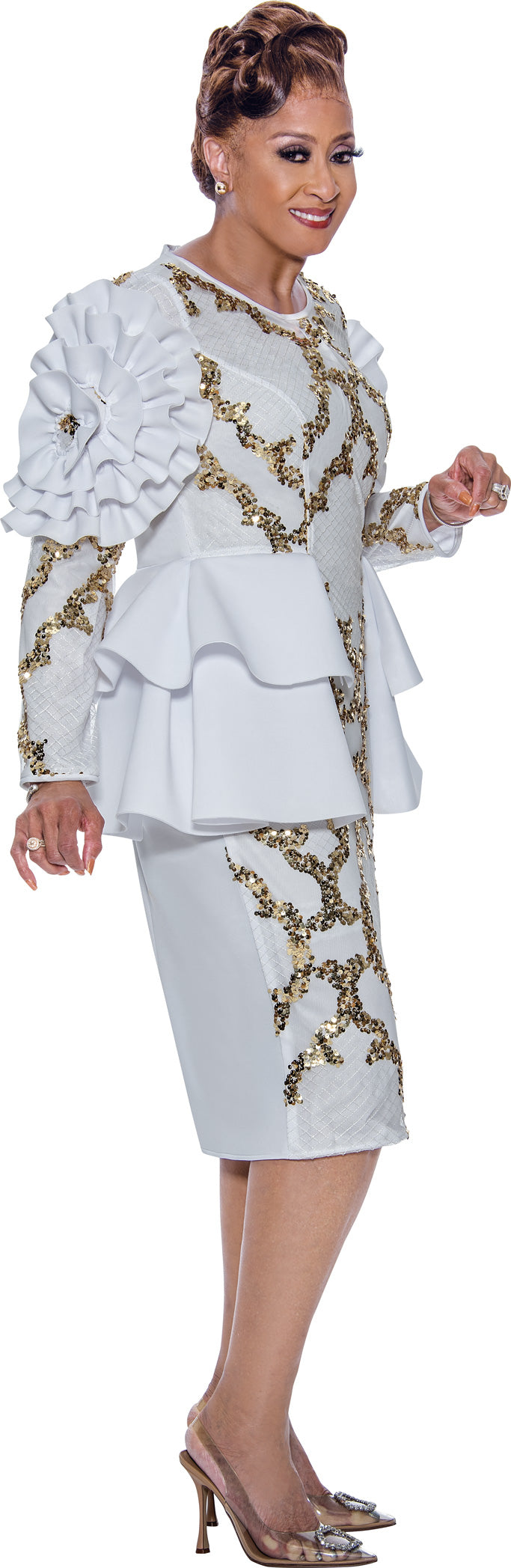 Divine Apparel DCC5351 Mother of the Bride Sequin Midi Dress