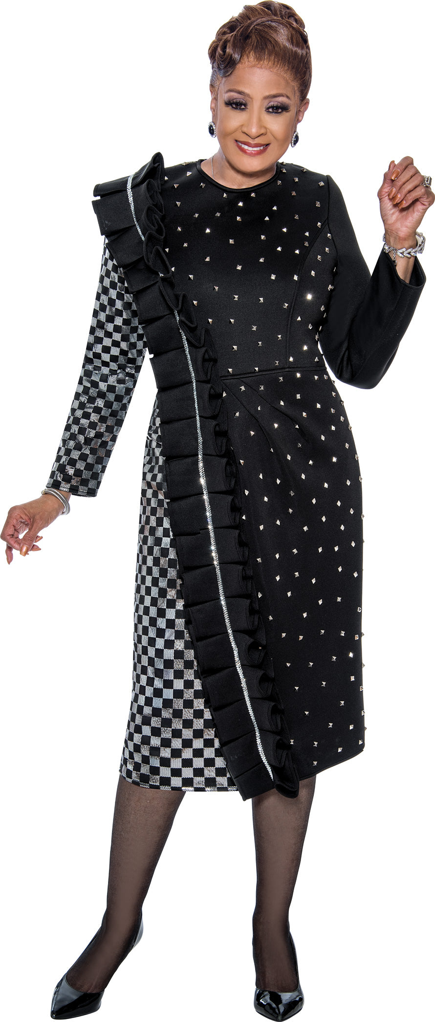 Divine Apparel DCC5411 Ruffle Beaded Mother of the Bride Midi Dress The Dress Outlet Divine Apparel DCC5411 Ruffle Beaded Mother of the Bride Midi Dress The Dress Outlet