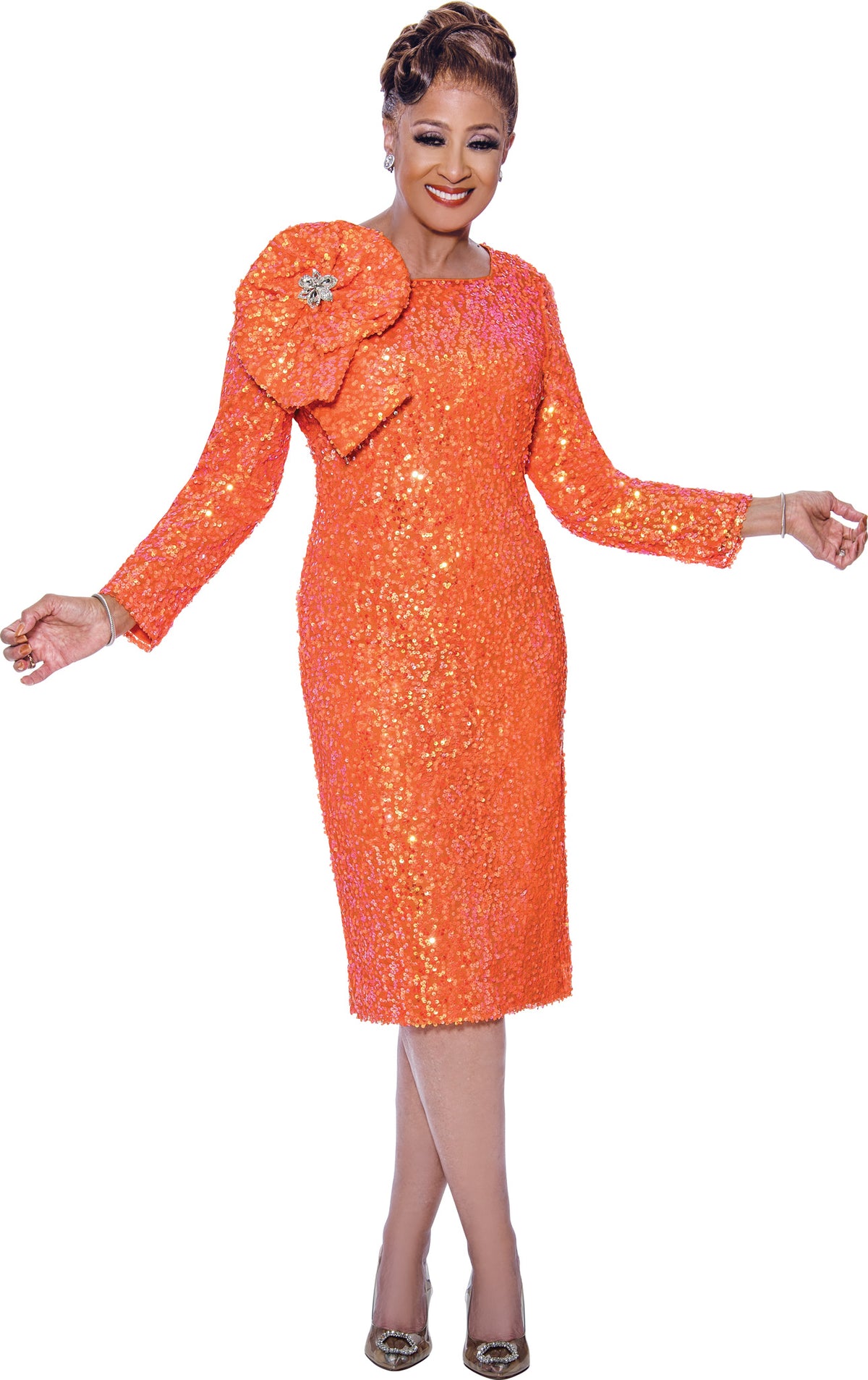 Divine Apparel SL1992W Plus Size Formal Beaded Midi Length Dress main image 0