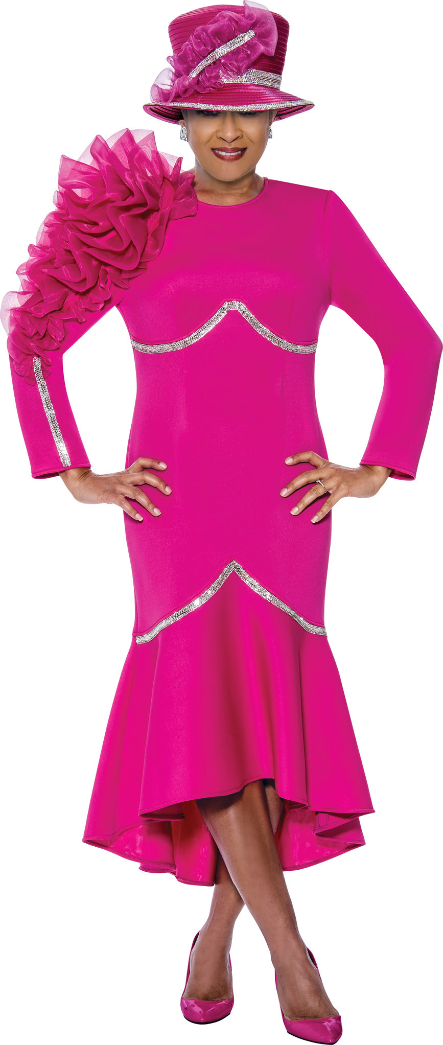 Mother of the Bride Dresses High Low Mother of the Bride Ruffle Dress Magenta