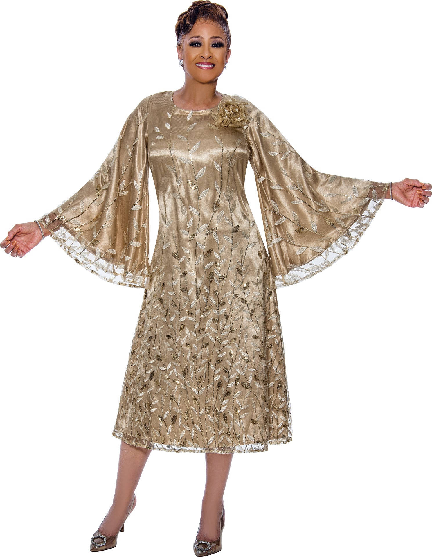 Divine Apparel DCC5511W Plus Size Formal Mother of the Bride Midi Dress - Champagne / 24W Divine Apparel DCC5511W Plus Size Formal Mother of the Bride Midi Dress - Champagne / 24W