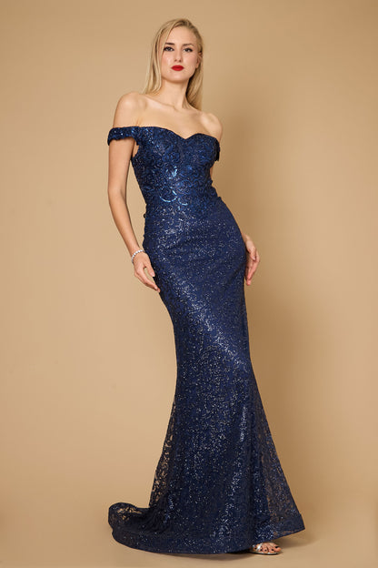 Dylan & Davids Formal Mermaid Fitted Evening Dress Navy