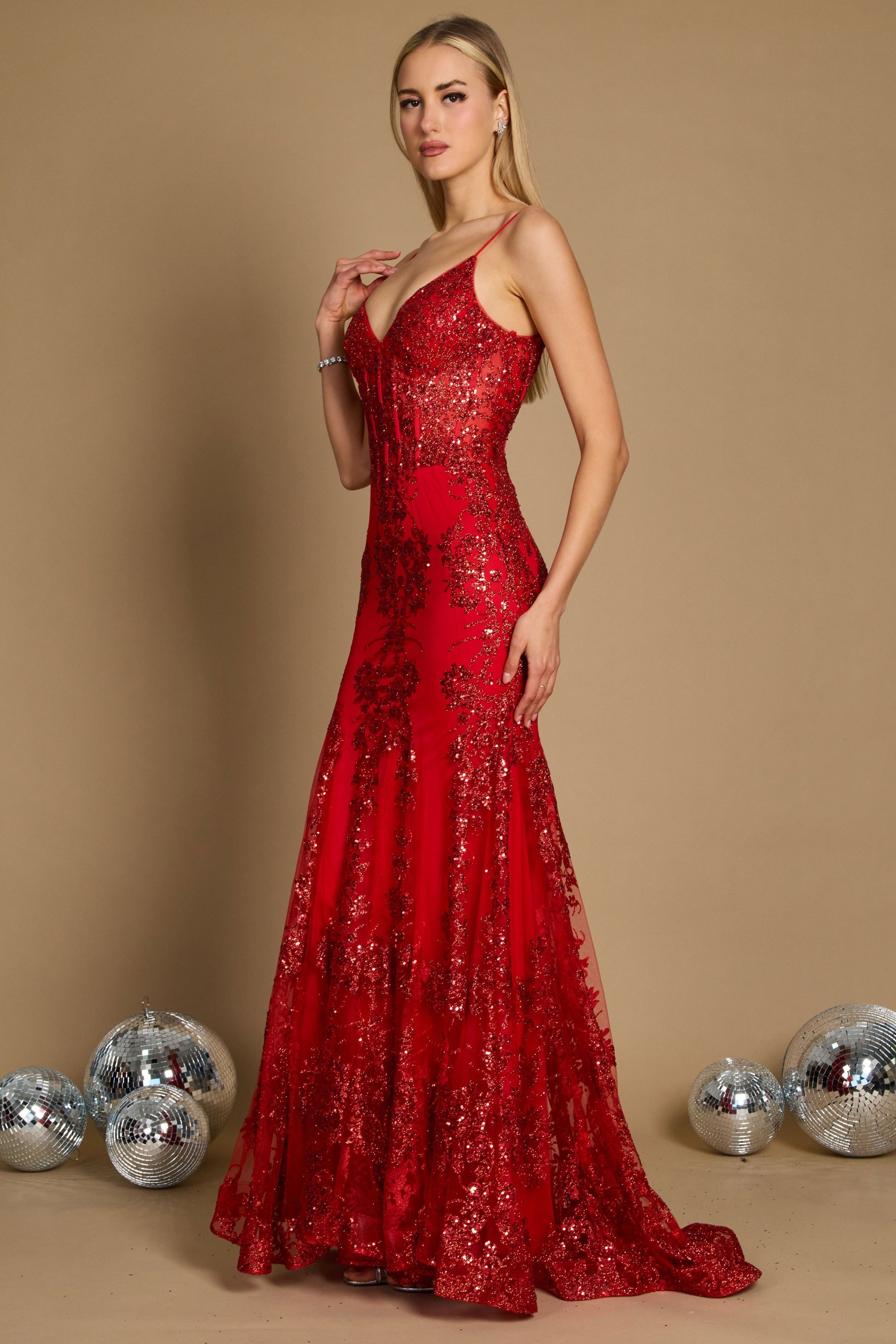 Fitted Sequins Corset Prom Dress Formal Evening Gown