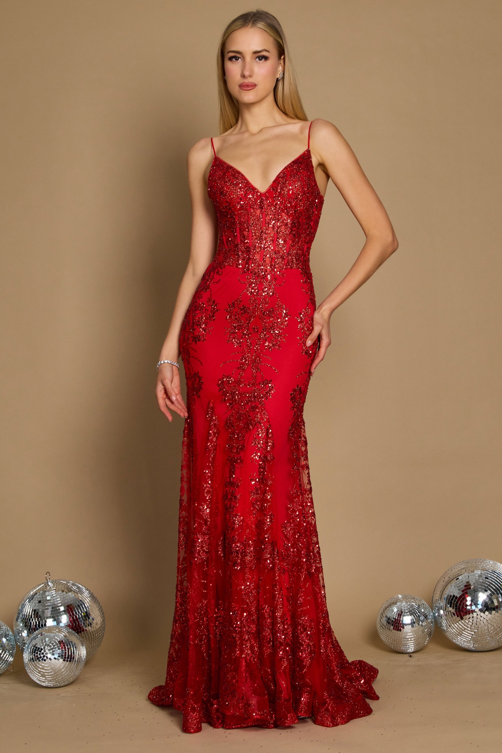 Fitted Sequins Corset Prom Dress Formal Evening Gown