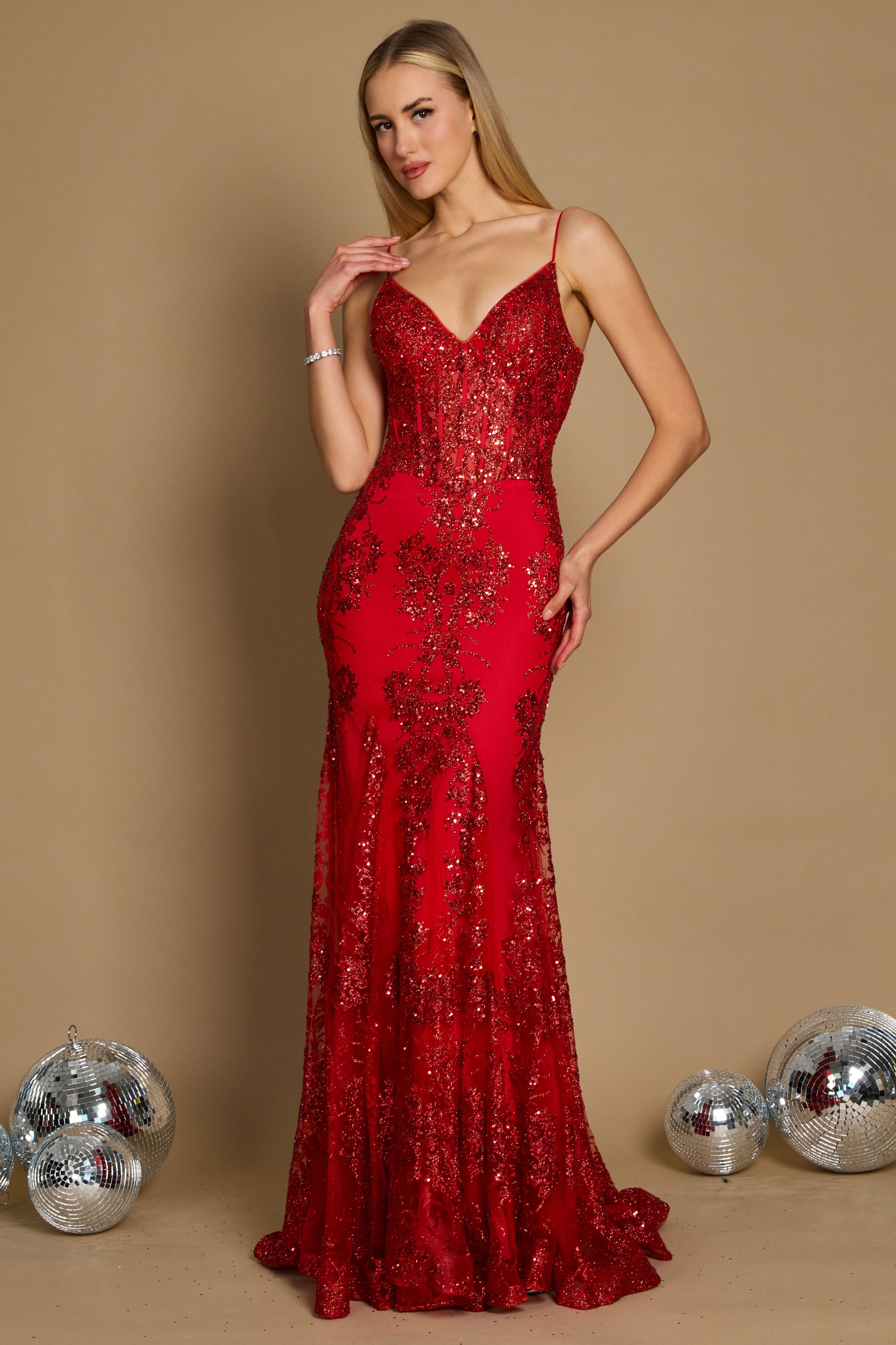 Prom Dresses Fitted Corset Long Formal Prom Dress Red