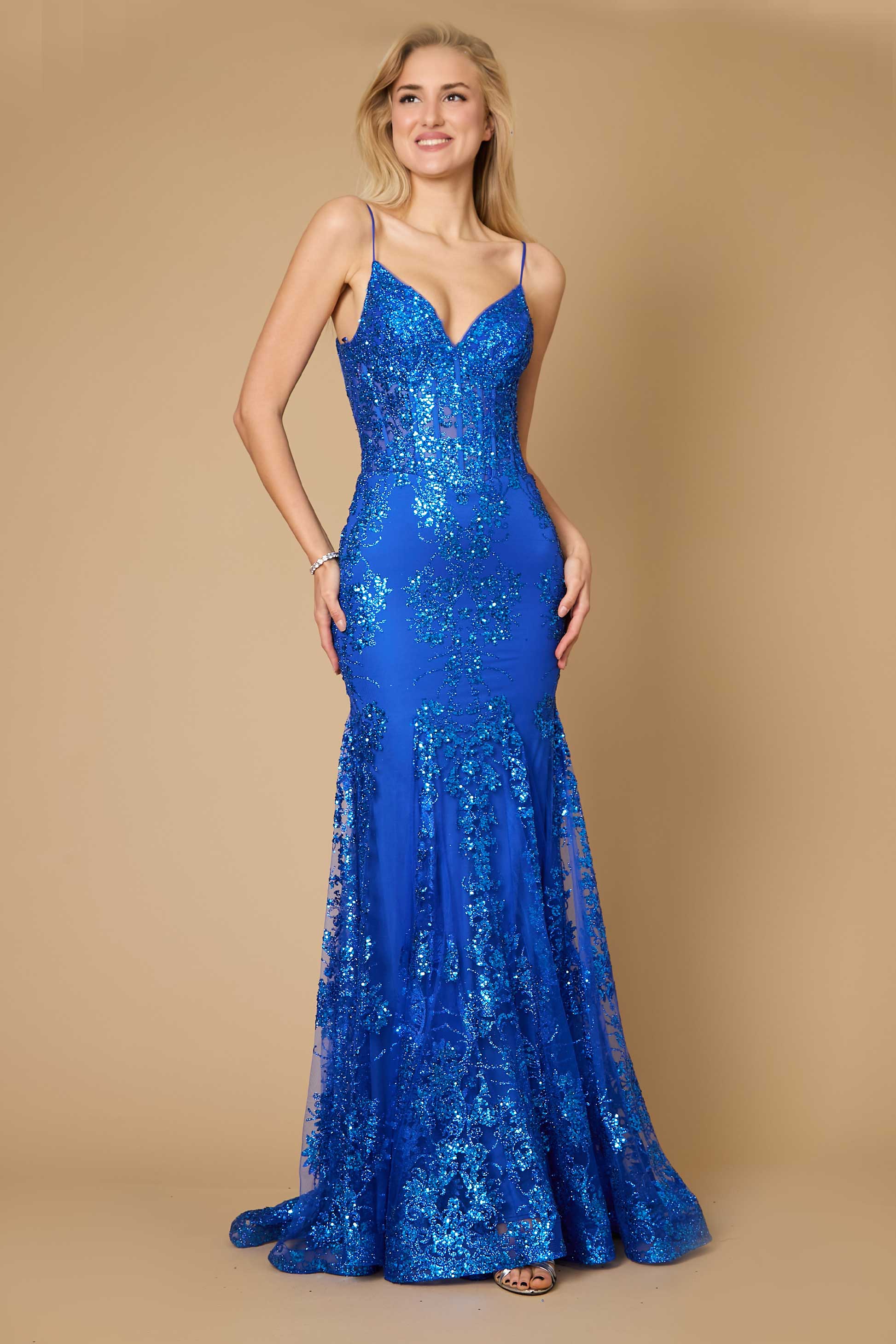 Prom Dresses Fitted Corset Long Formal Prom Dress Royal Blue