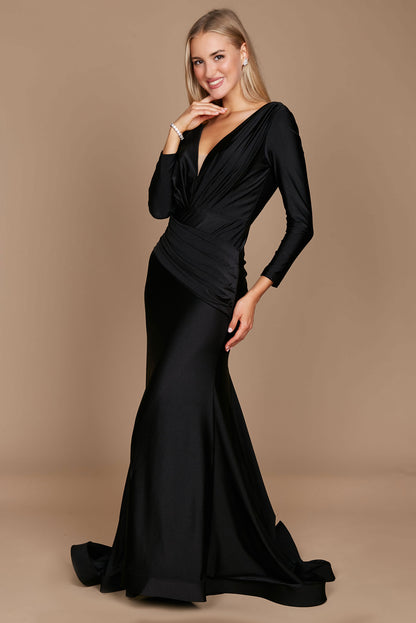 Formal Dresses Long Sleeve Formal Fitted Evening Dress Black