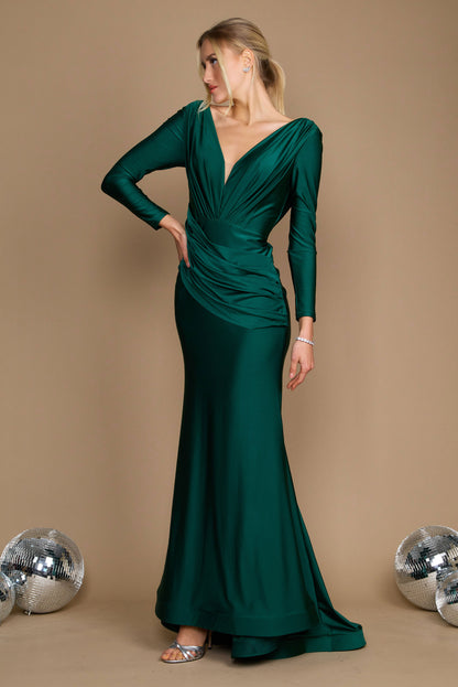 Formal Dresses Long Sleeve Formal Fitted Evening Dress Emerald