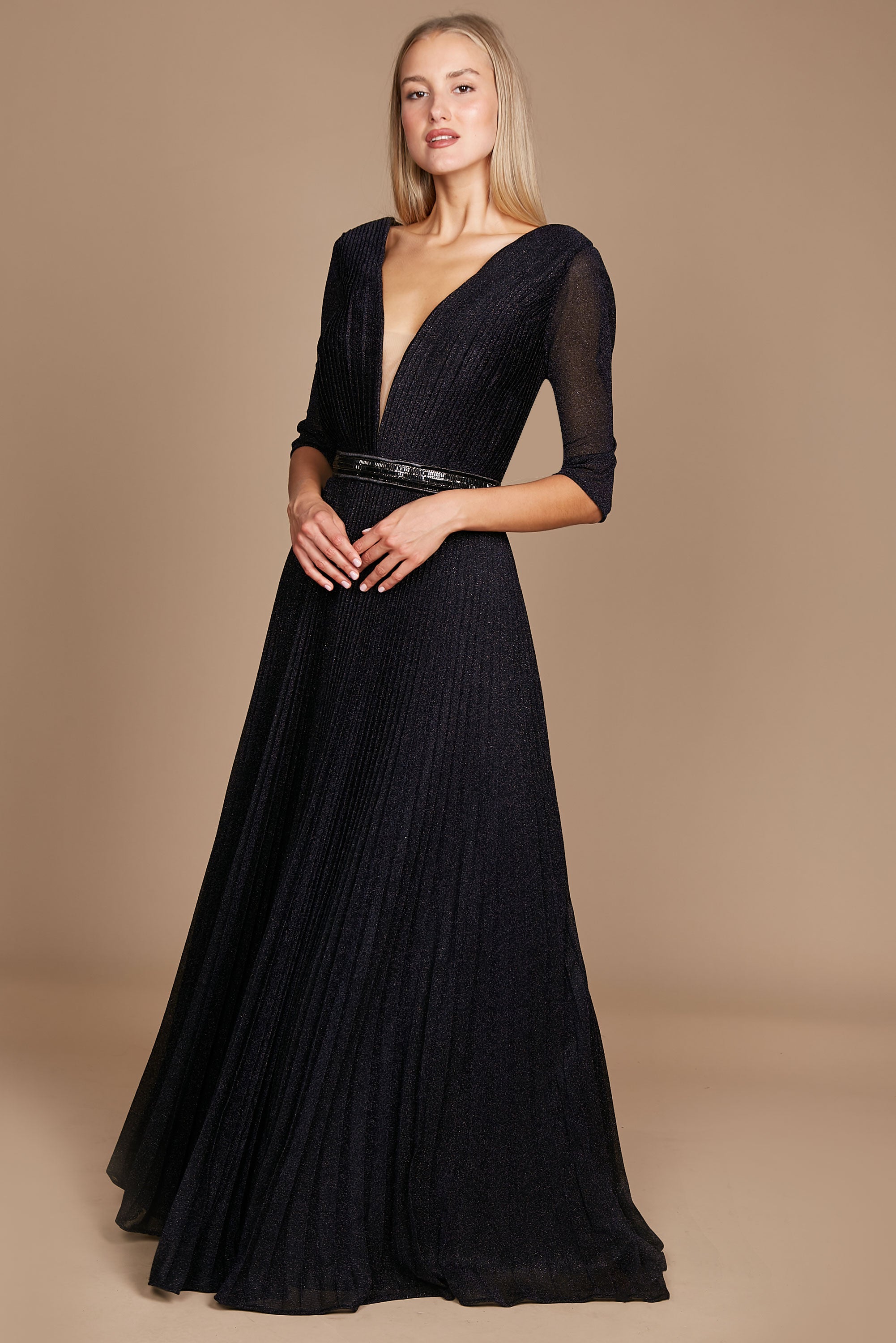 Black Long Sleeve Formal Evening Dress