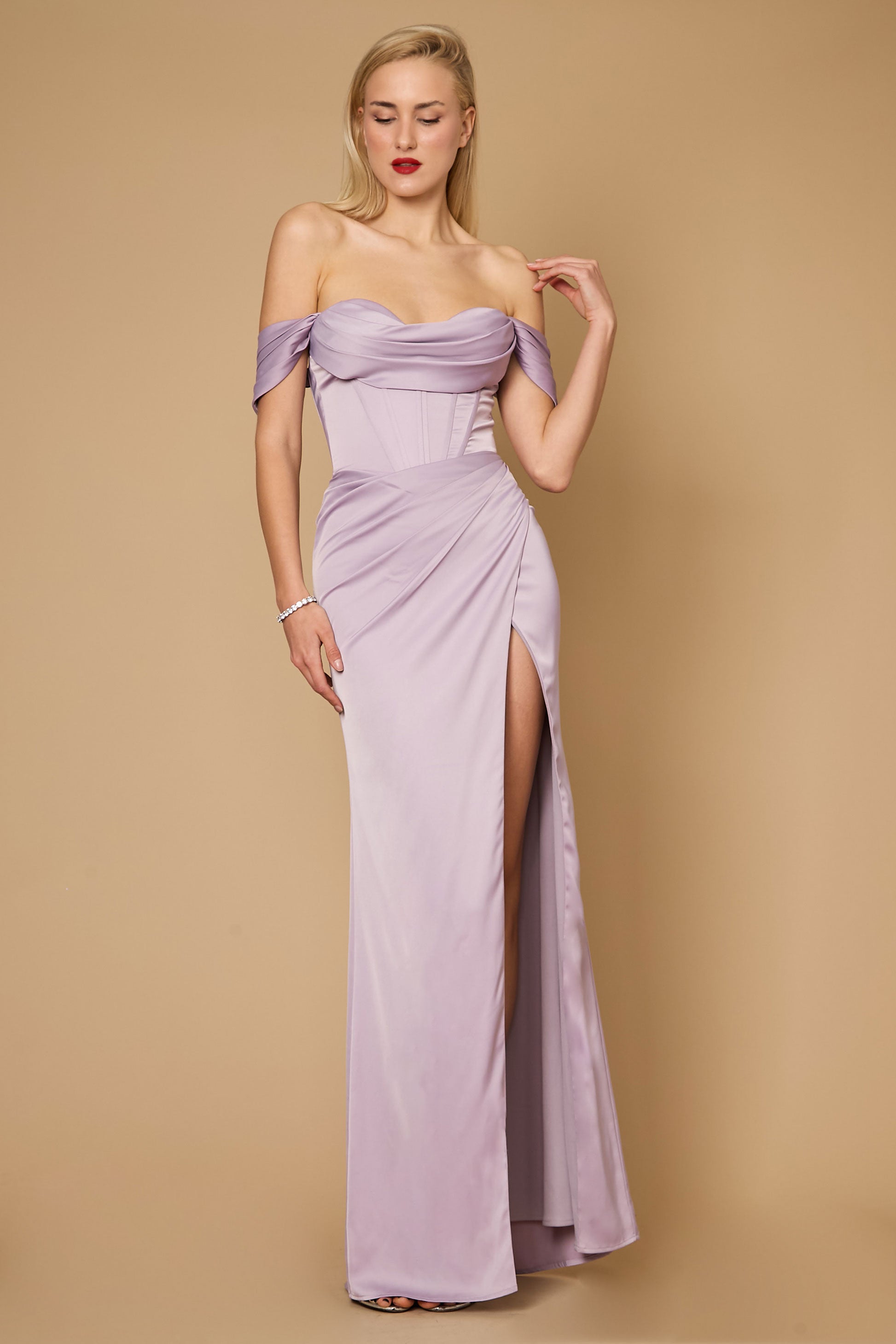 Formal Dresses Long Formal Corset Satin Evening Dress Lilac