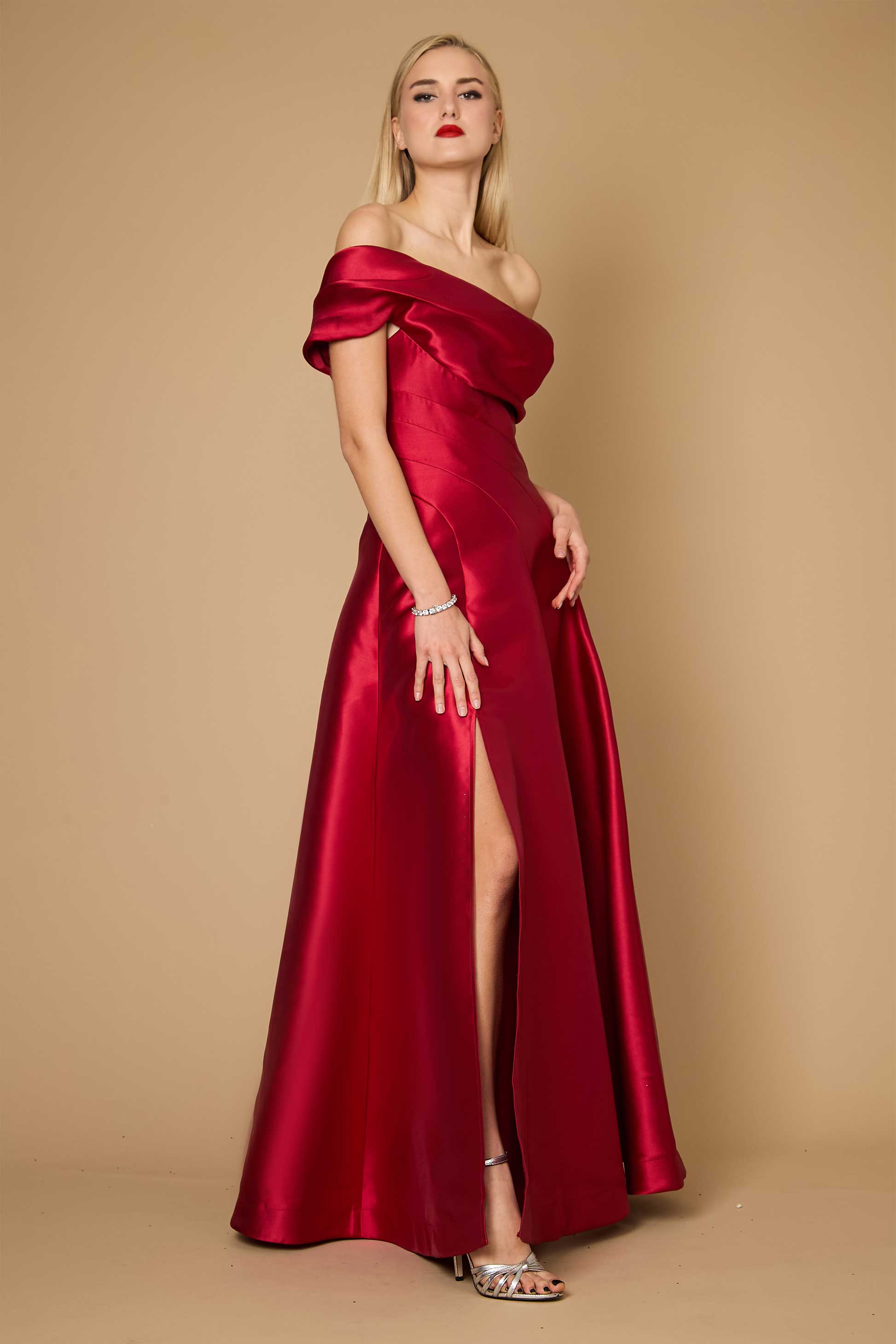 Satin One Shoulder Long Prom Ball Gown Elegant Evening Dress Satin One Shoulder Long Prom Ball Gown Elegant Evening Dress