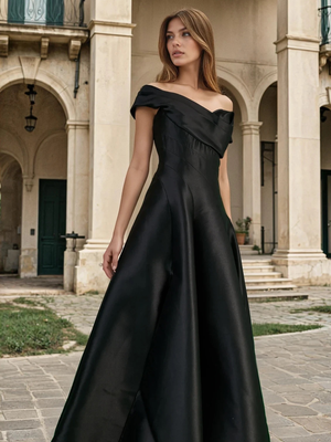 Satin One Shoulder Long Prom Ball Gown Evening Dress