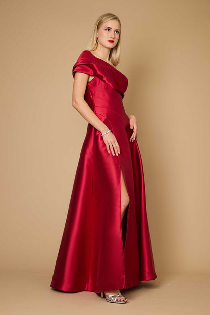 Formal Dresses One Shoulder Long Formal Ball Gown Evening Dress Burgundy