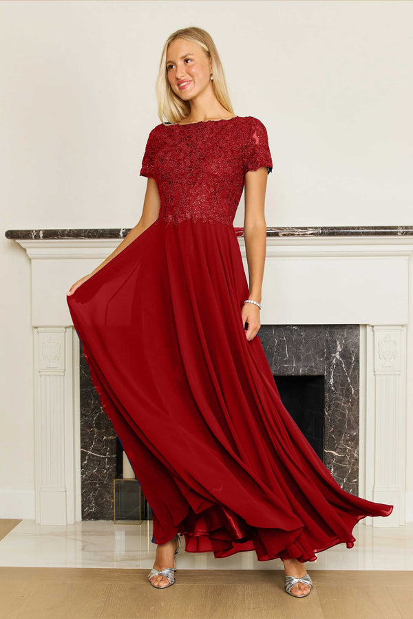 Chiffon Short Sleeve Mother Of The Bride Evening Dress