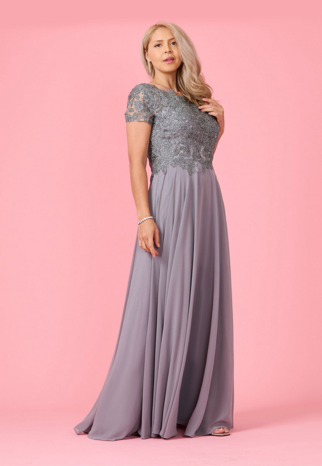 Chiffon Short Sleeve Mother Of The Bride Evening Dress – The Dress Outlet