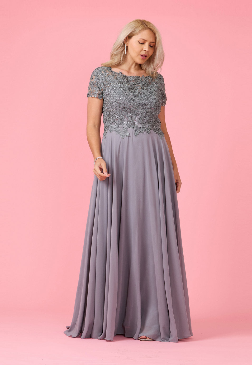 Chiffon Short Sleeve Mother Of The Bride Evening Dress  The Dress Outlet