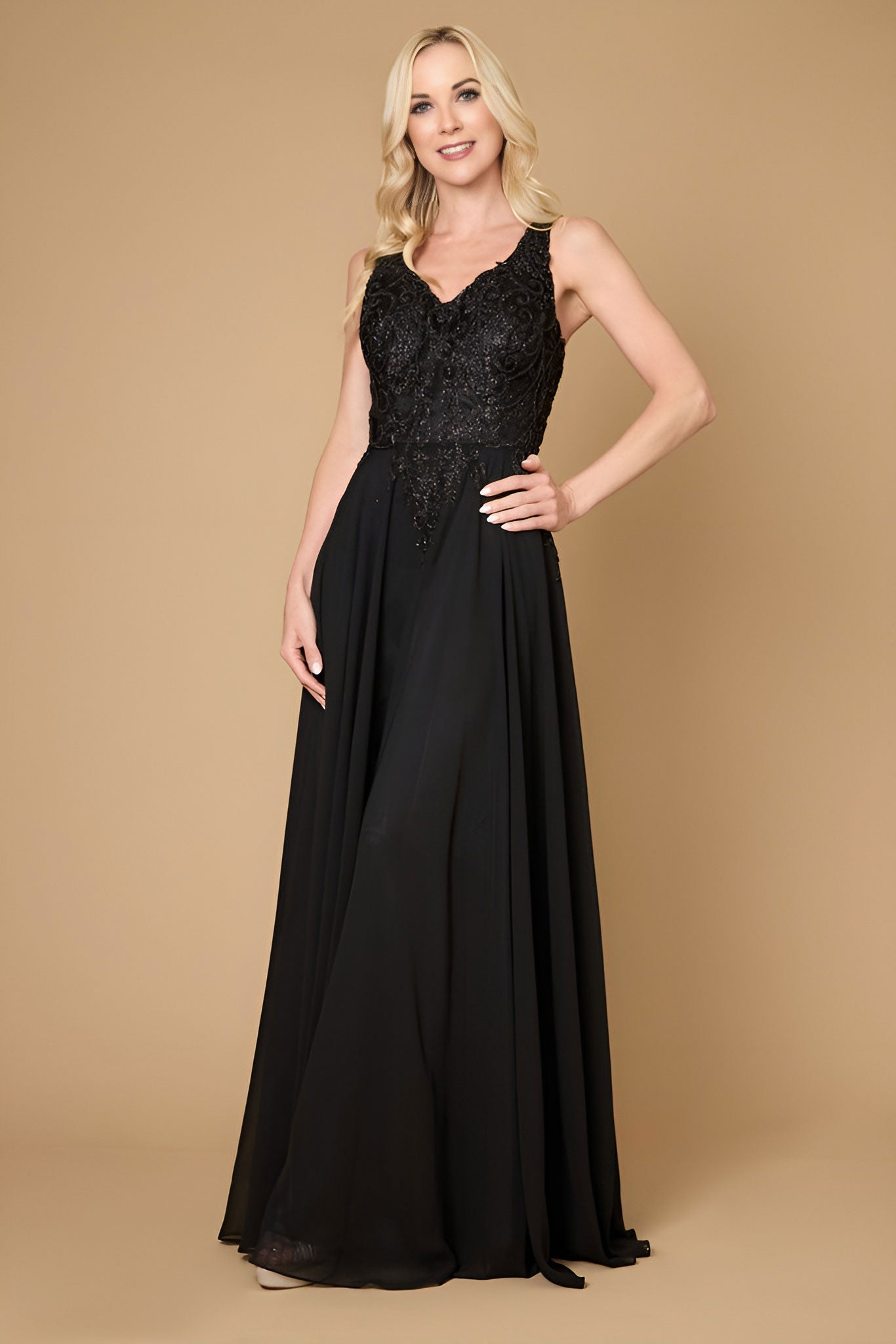 Black/Silver Long Formal Party Dress Plus Size Black Tie
