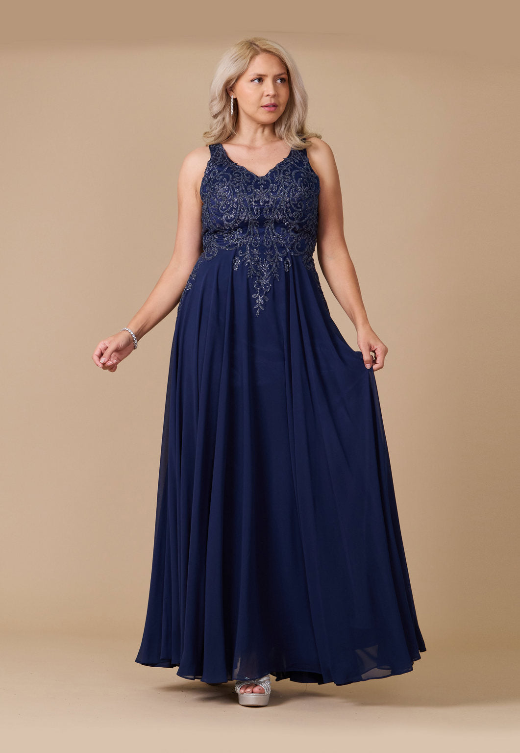 Black/Silver Long Formal Party Dress Plus Size Black Tie