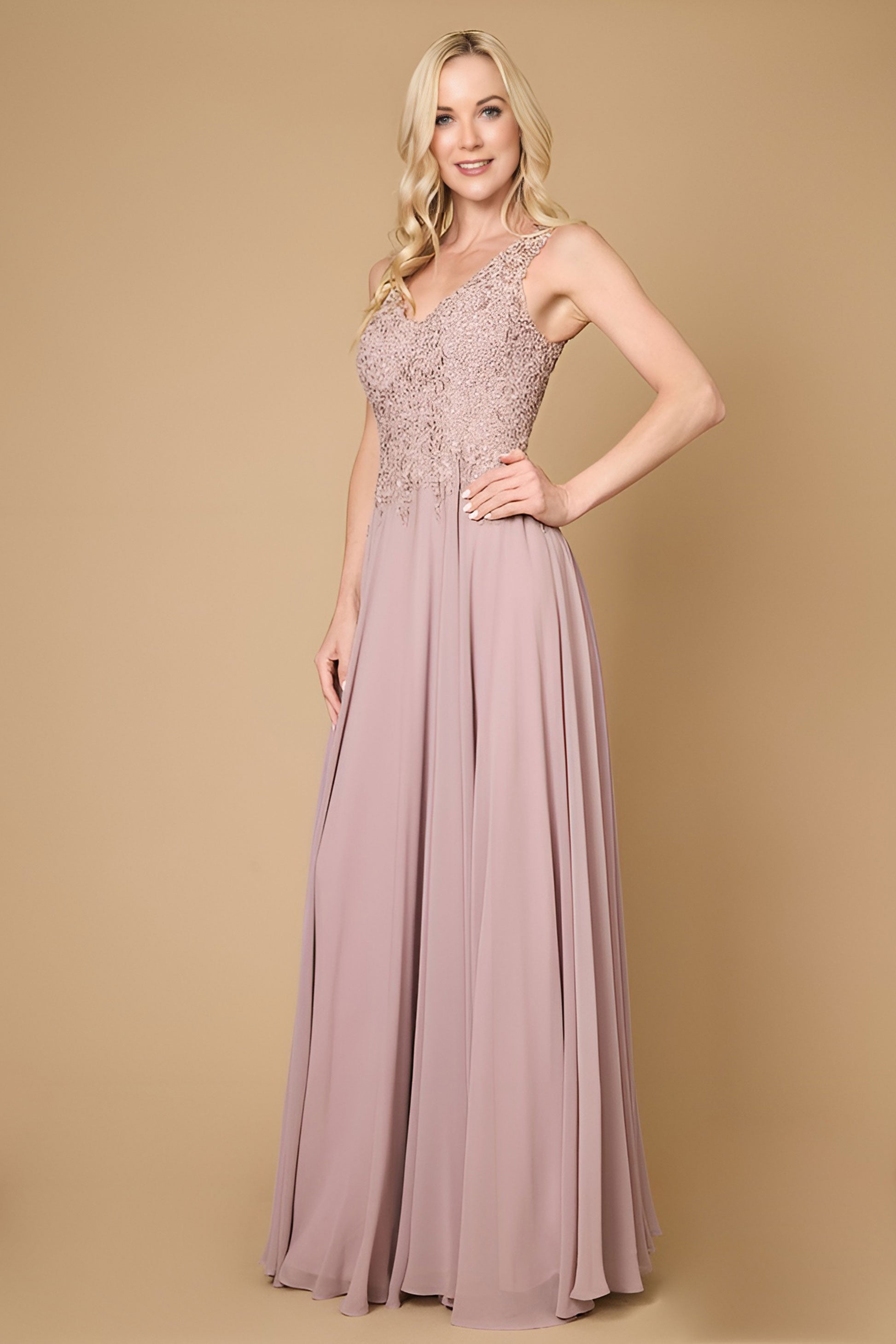 Mauve Dylan & Davids Long Formal Dress Plus Size Evening Gown Mauve for