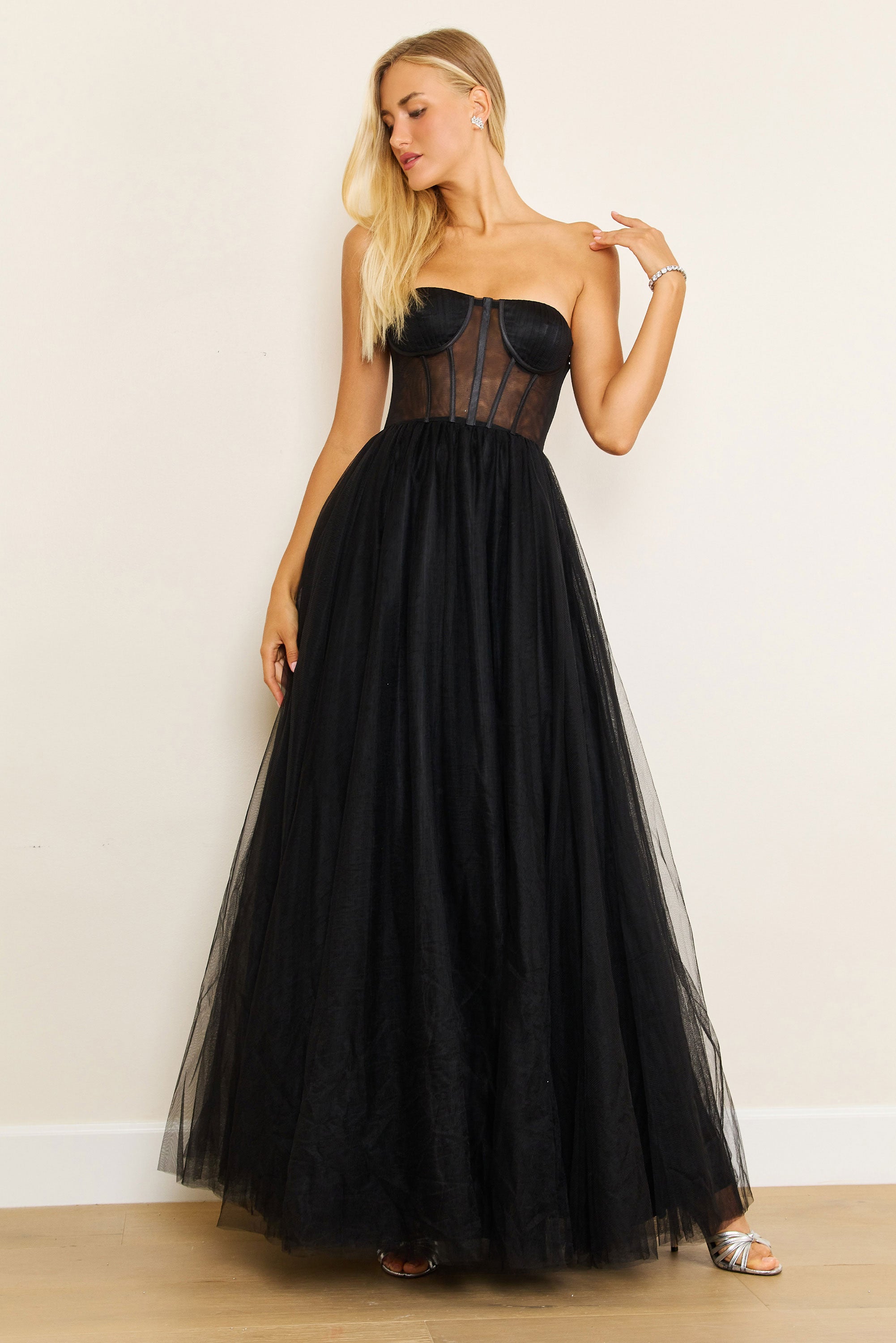 Prom Dresses Corset Prom Party Dress Formal Ball Gown Black