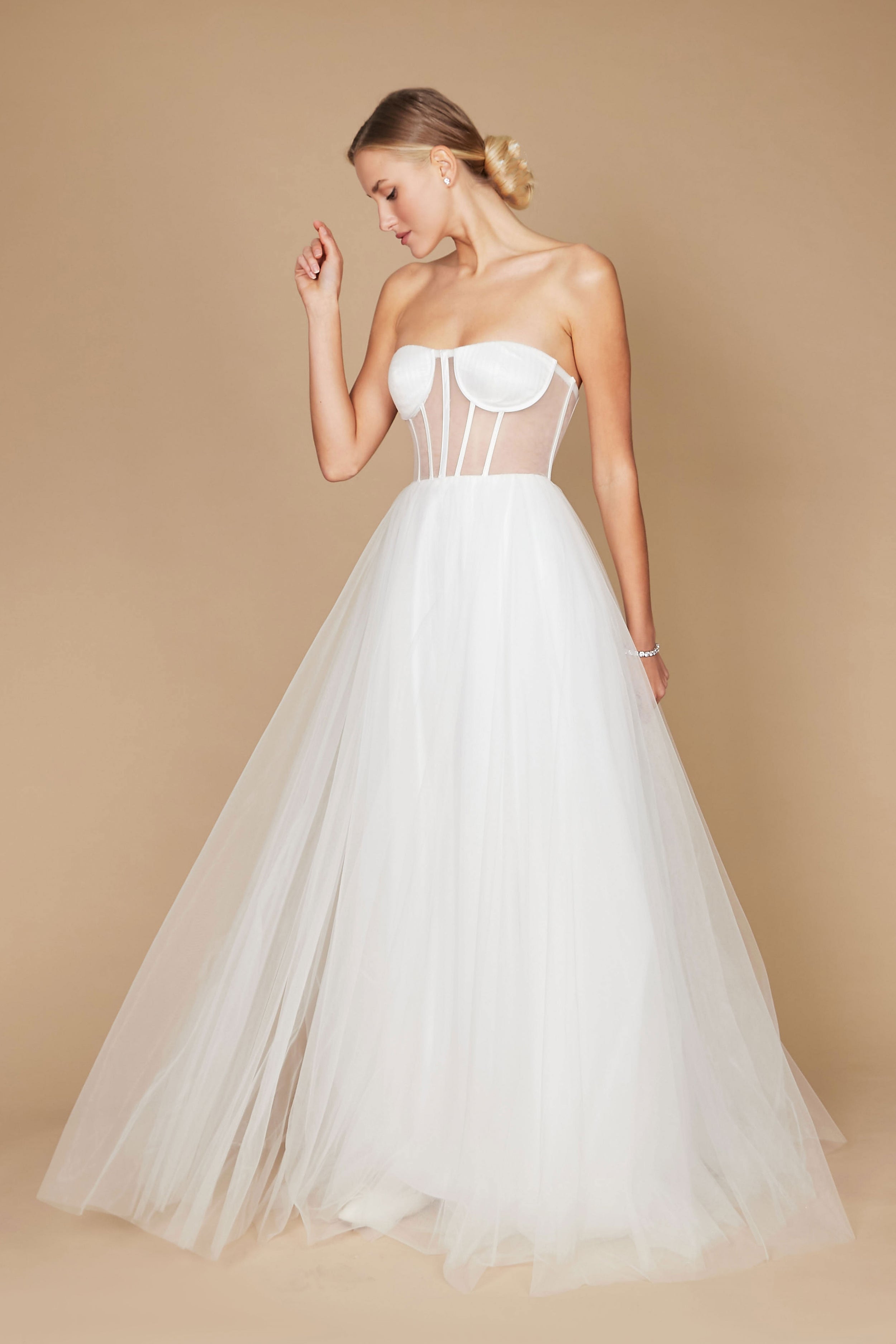 Corset Strapless Wedding Dress Off White