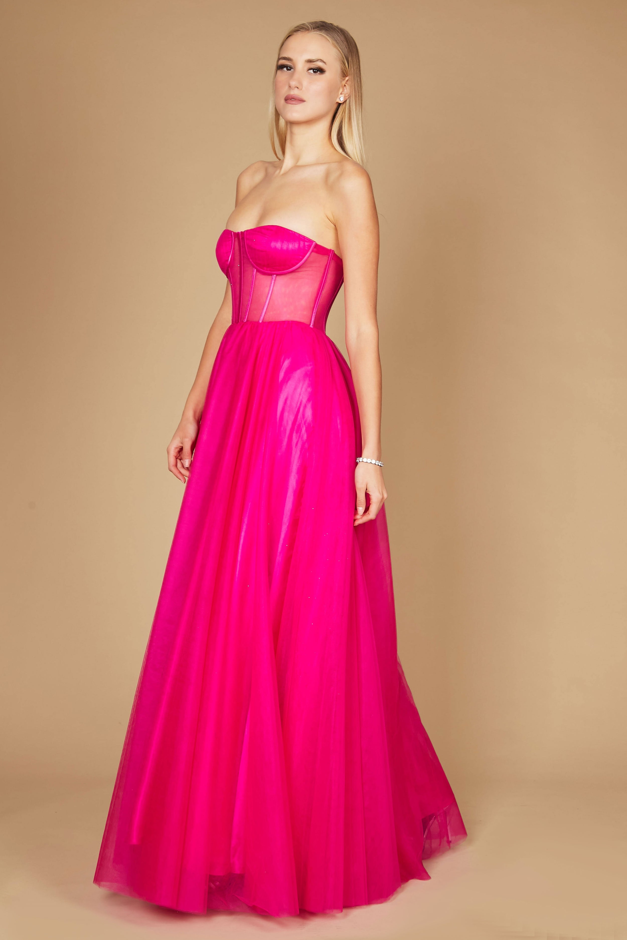 Prom Dresses Corset Prom Party Dress Formal Ball Gown Fuchsia