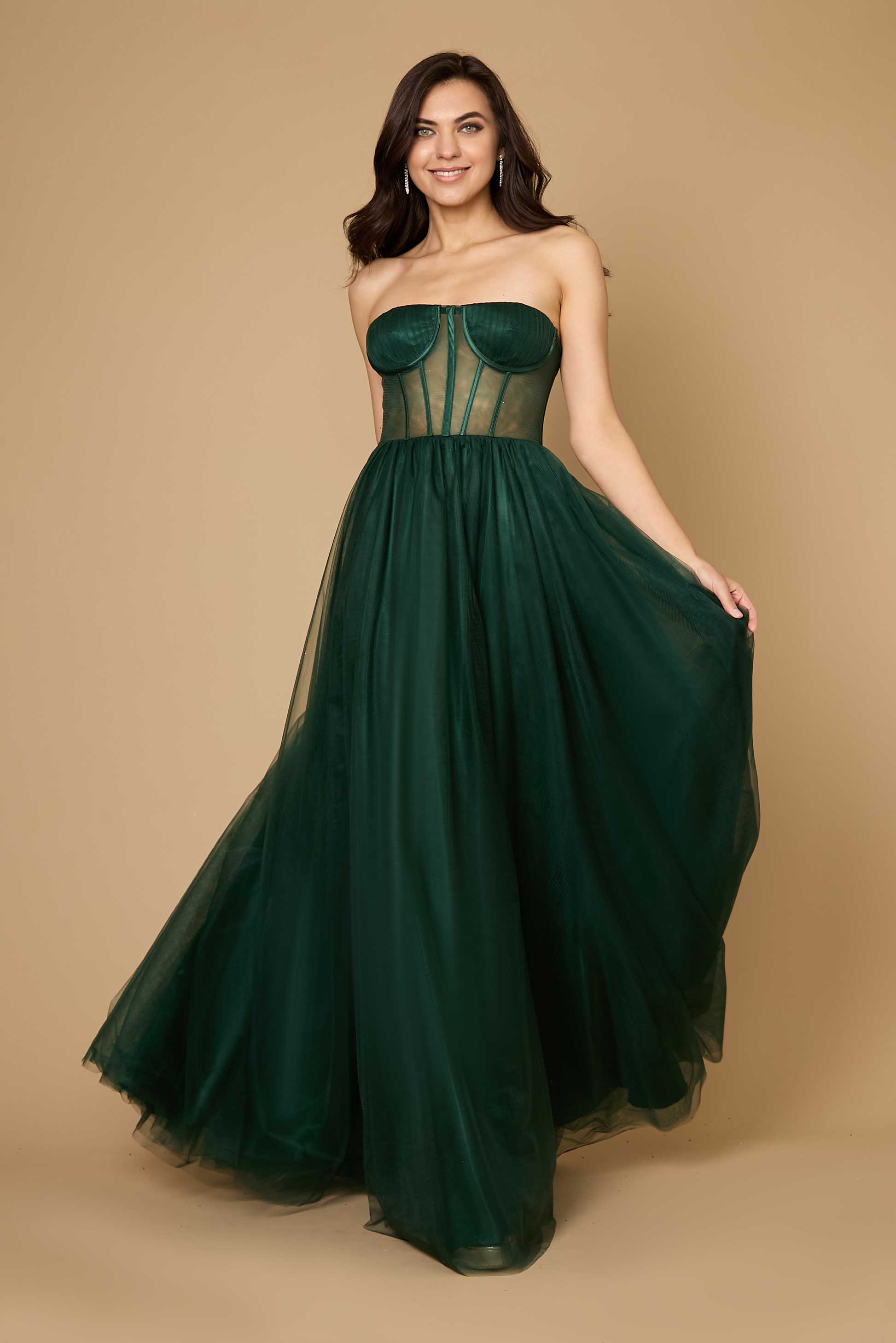 The Bride Dresses David's Bridal Hunter Green Dress Corset Strapless Party Dress Formal Ball Gown The Bride Dresses David's Bridal Hunter Green Dress Corset Strapless Party Dress Formal Ball Gown