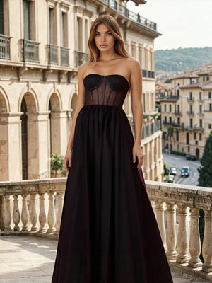 Corset Prom Strapless Party Dress Formal Ball Gown