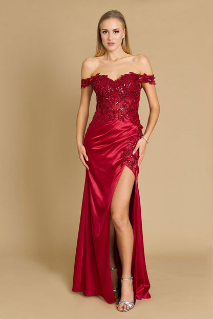 Prom Dresses Fitted Corset Off the Shoulder Formal Prom Dress Burgundy