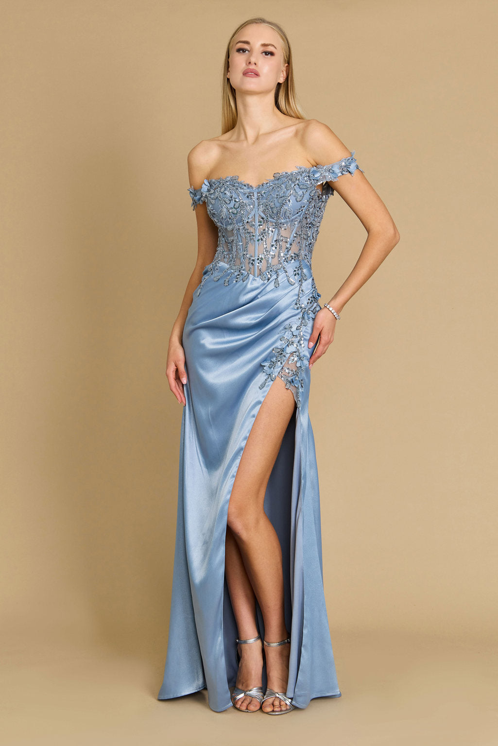 Prom Dresses Fitted Corset Off the Shoulder Formal Prom Dress Periwinkle