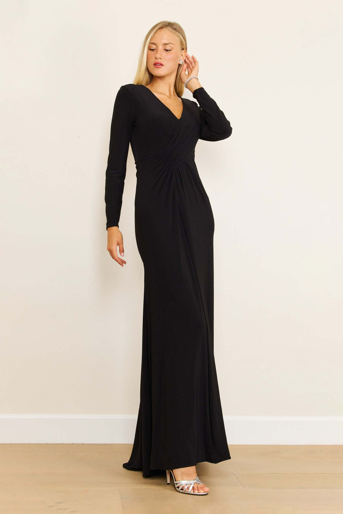 Black Long Formal Stretch Evening Long Sleeve Dress for $85.0 – The