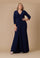 Formal Dresses Long Formal Stretch Evening Long Sleeve Dress Navy