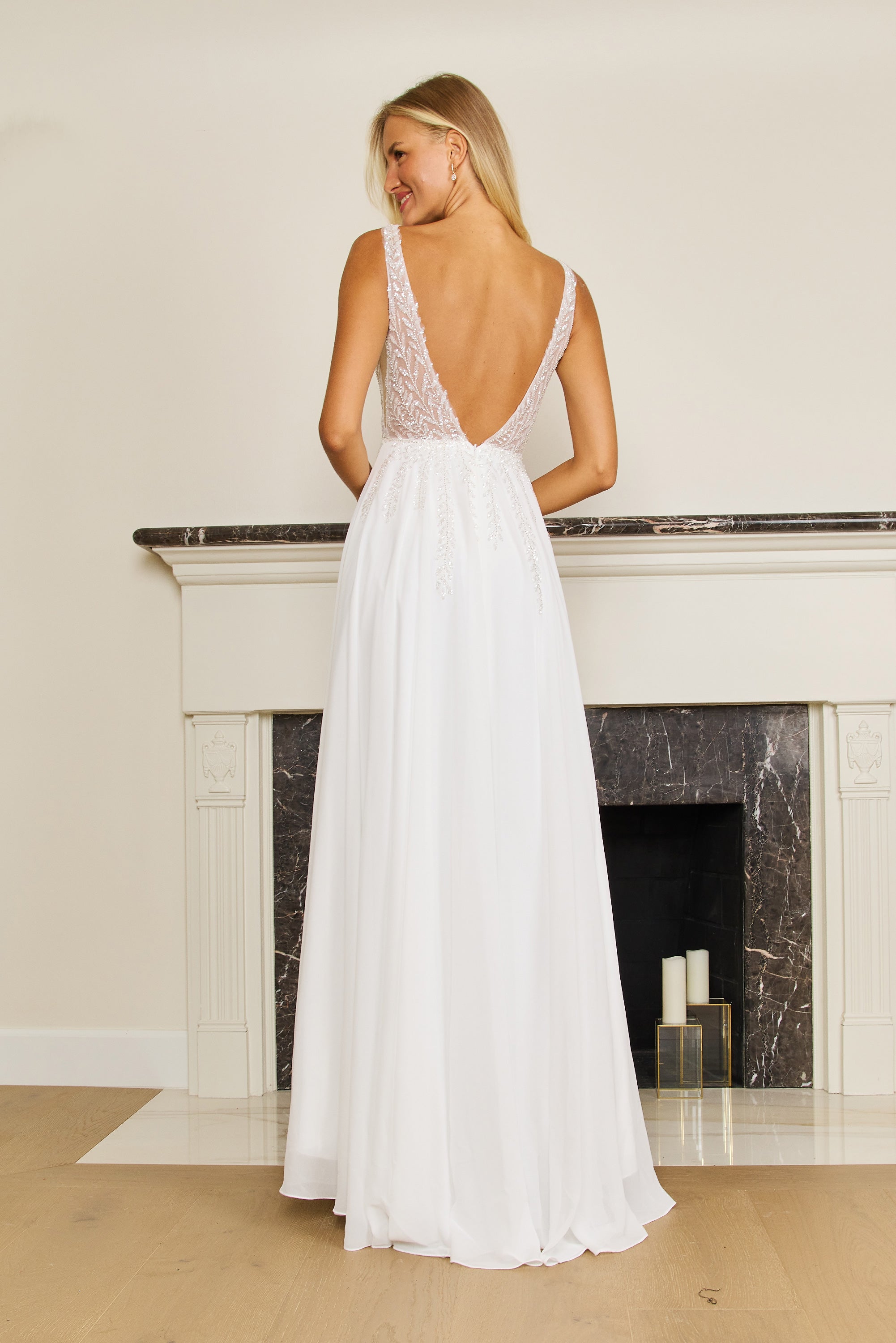White Long Formal Off White Evening Dress