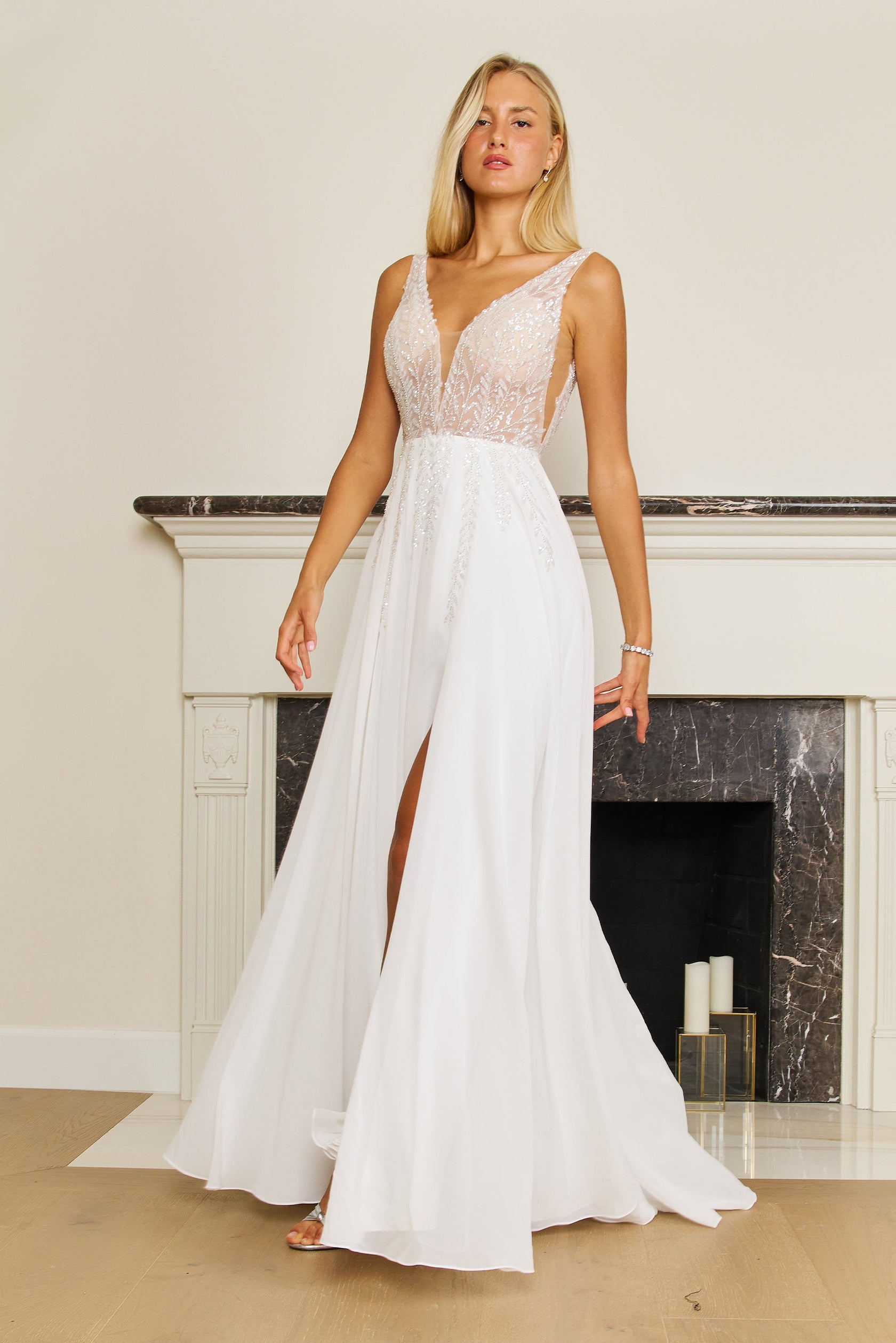 White Long Formal Off White Evening Dress for $135.0 – The Dress Outlet
