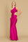 A stunning magenta prom dress featuring elegant side cutouts, designed for a glamorous and sophisticated look.