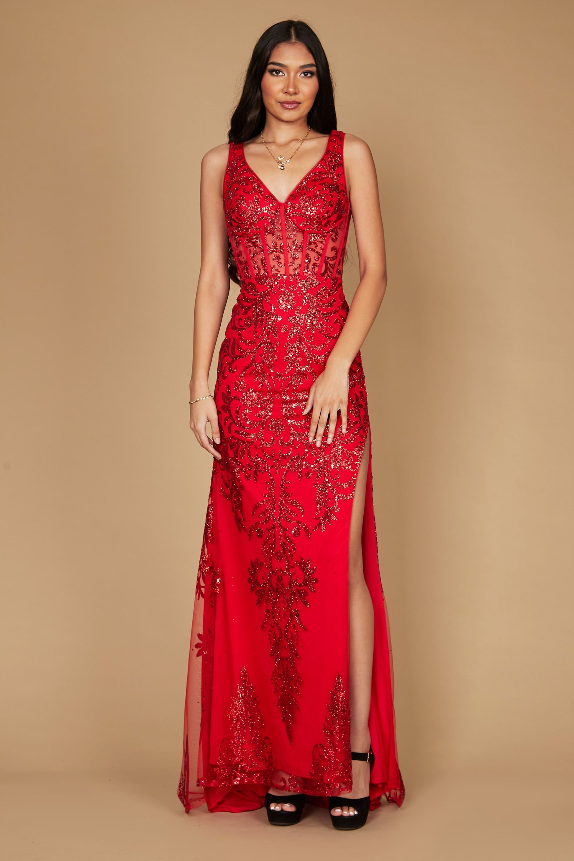 Sequin Corset Bodice Formal Prom Dress