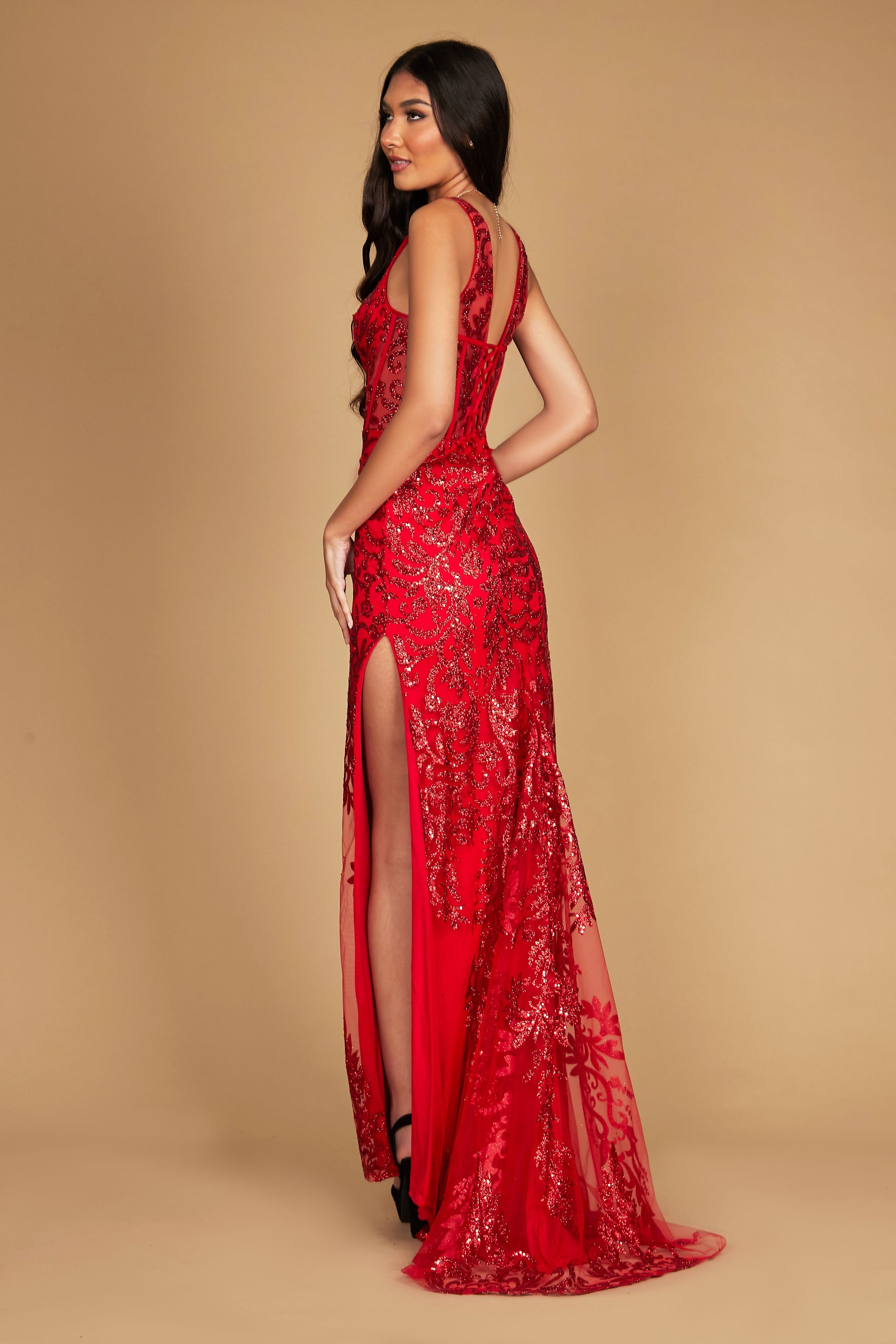 Sequin Corset Bodice Formal Prom Dress