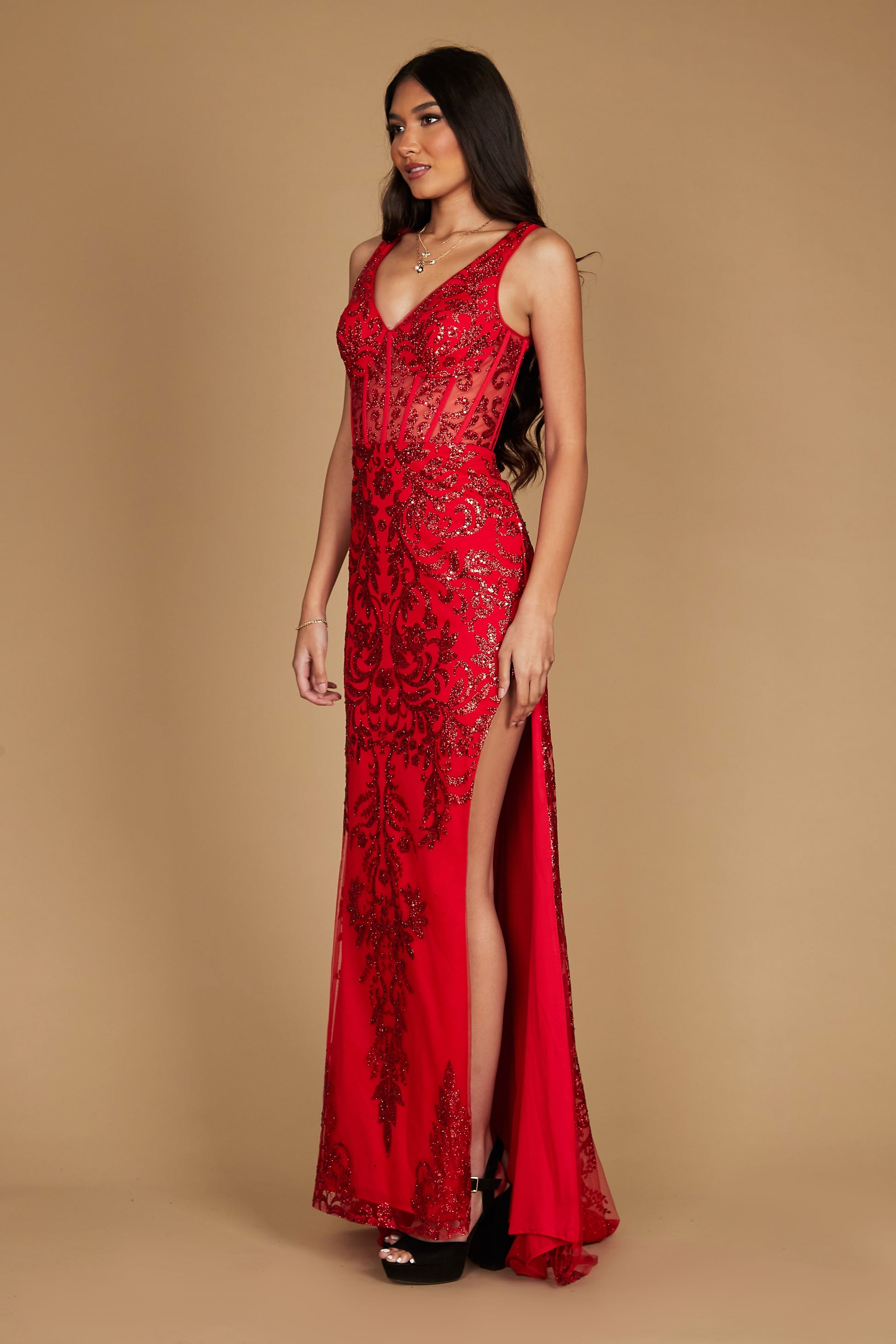 Sequin Corset Bodice Formal Prom Dress