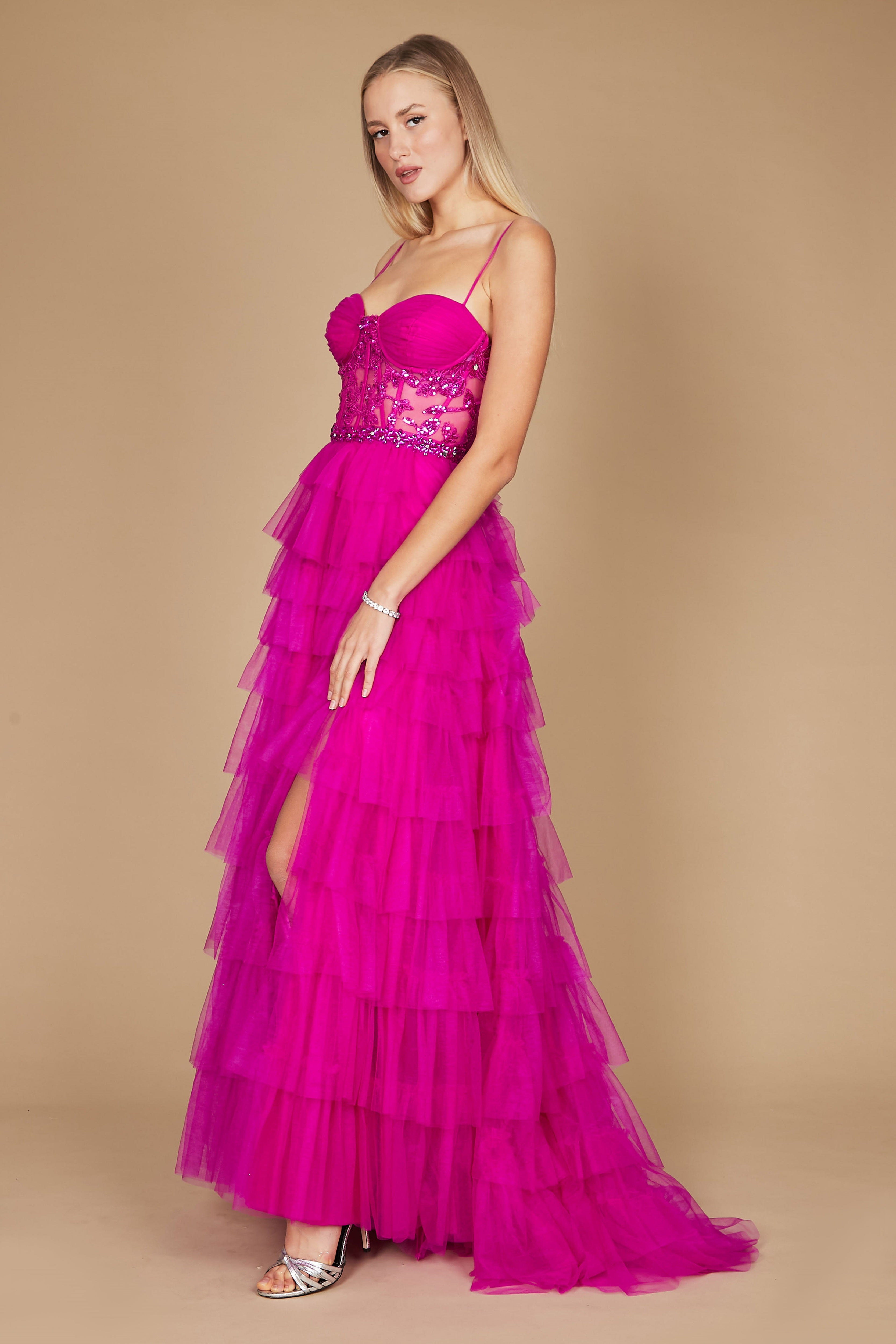 Robe De Soiree Fuchsia Pink Ball Gown Prom Dresses Appliques Beaded  Princess Puffy Sweetheart Party on Luulla