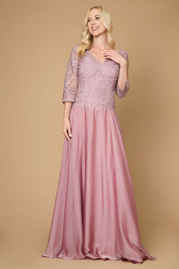 Long Sleeve Formal Mother of the Bride Lace Dress