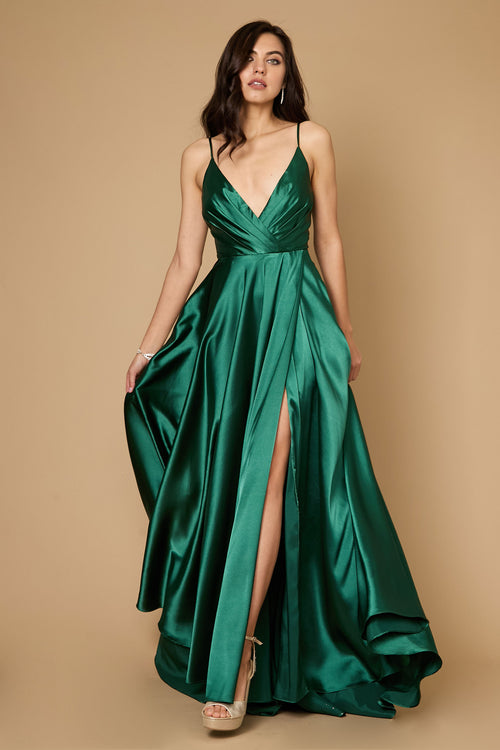 Emerald Long Flowy Satin Formal Prom Party Dress for $39.0 – The  