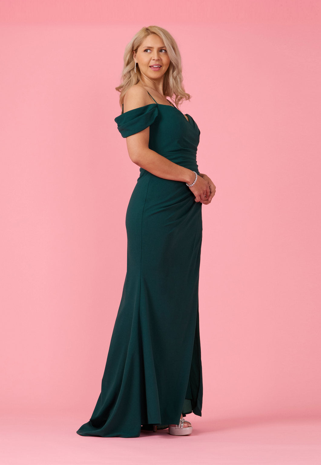 Mauve Long Formal Off The Shoulder Wrap Evening Dress