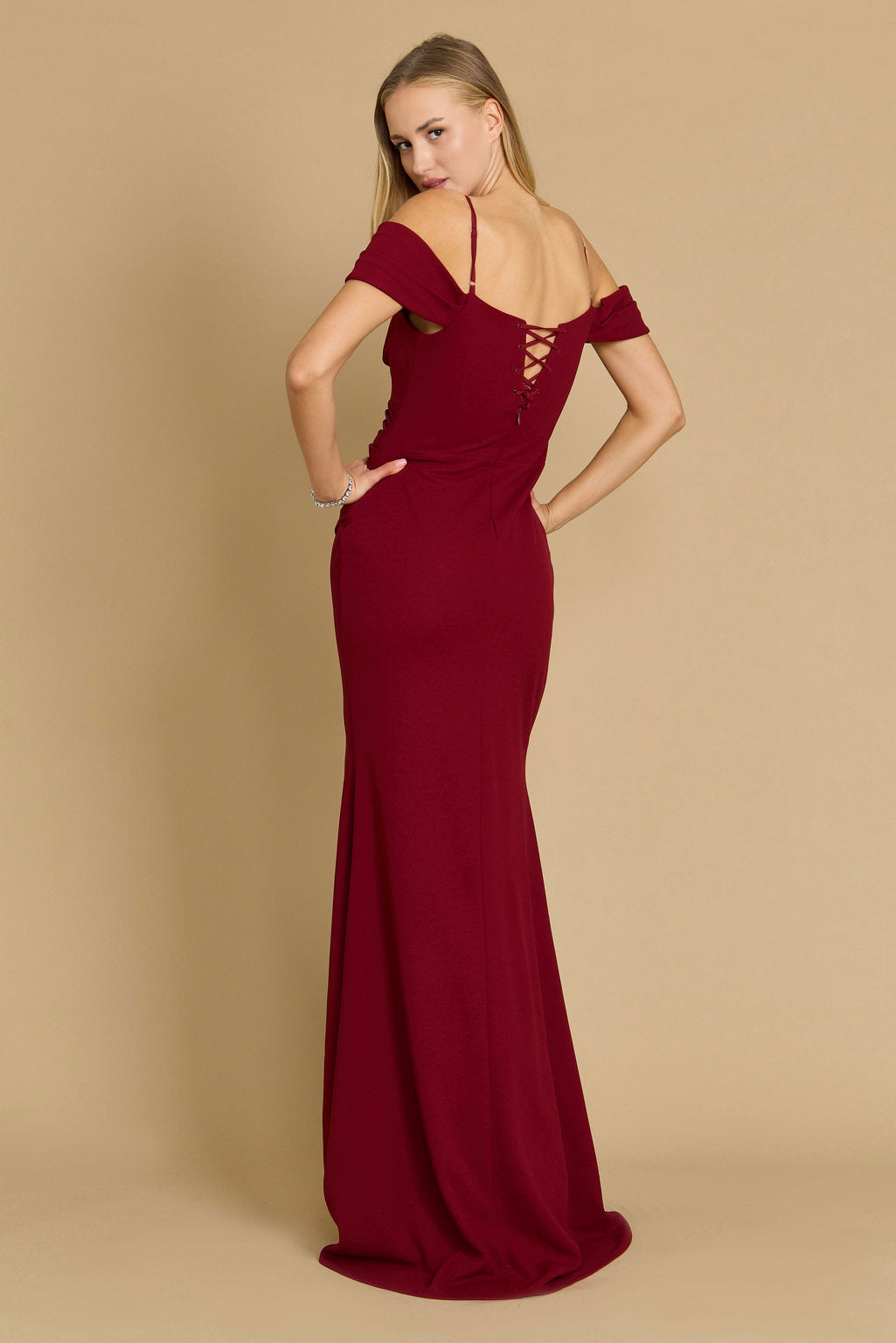 Navy Long Formal Off The Shoulder Wrap Evening Dress
