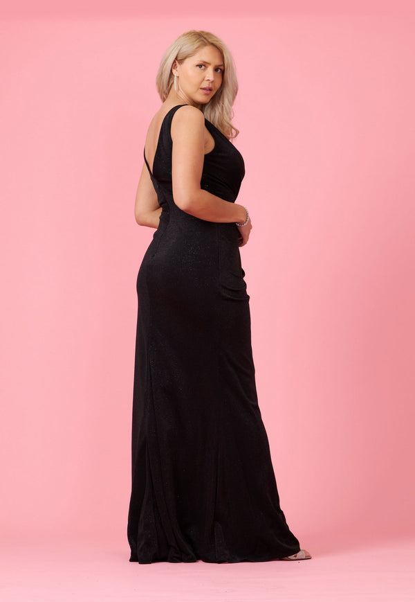 Formal Dresses Long Draped Silhouette Plus Size Formal Dress Black