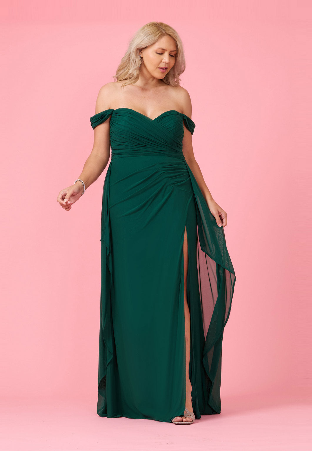 Emerald Off Shoulder Long Formal Evening Dress
