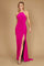 A stunning magenta long fitted prom dress featuring an elegant open back design, showcasing a sleek silhouette that flows gracefully to the floor.
