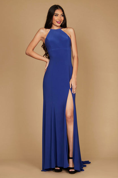Prom Dresses Long Fitted Open Back Jersey Prom Dress Royal